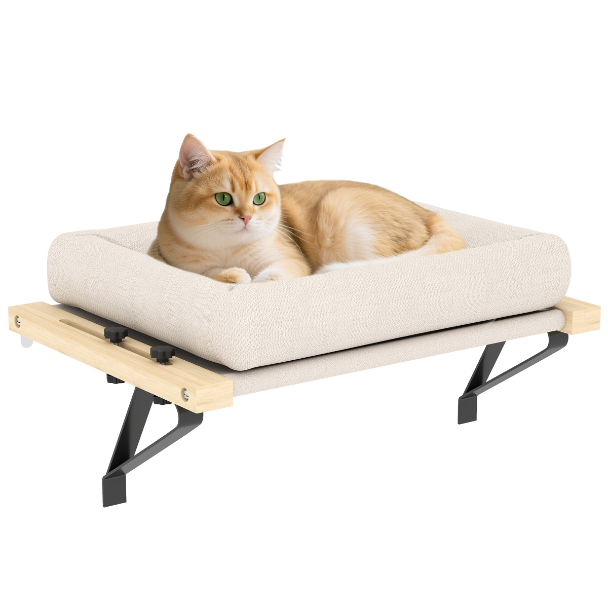 Cat Radiator Bed, Adjustable Hanging Cat Hammock with Cushion, Cream