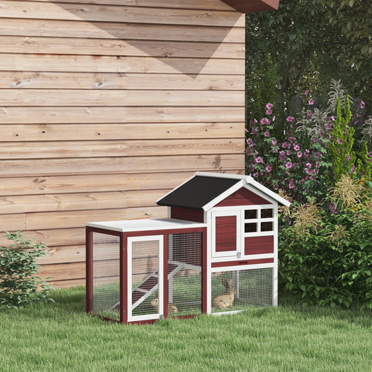 122cm Rabbit Hutch Cage Bunny House Wooden Habitat Pet Small Animal w/ Tray Ramp