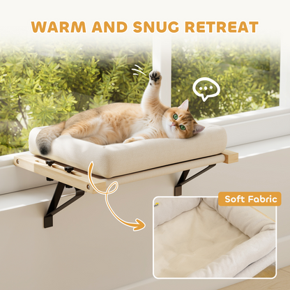 Cat Radiator Bed, Adjustable Hanging Cat Hammock with Cushion, Cream