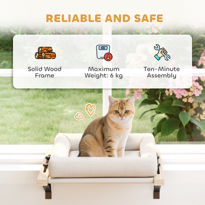 Cat Radiator Bed, Adjustable Hanging Cat Hammock with Cushion, Cream